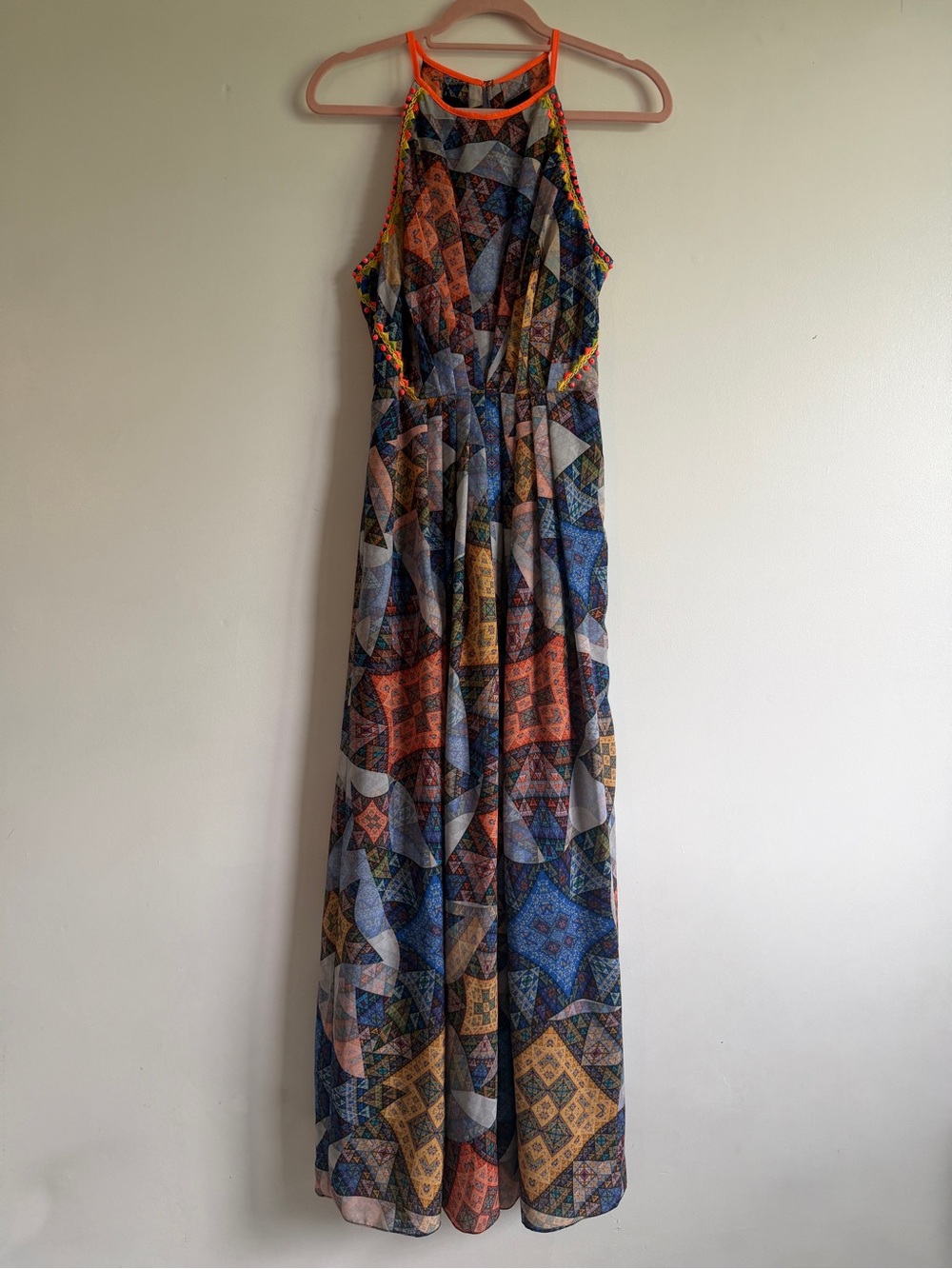 Anthropologie Boho Patchwork Print Halter Maxi Dress